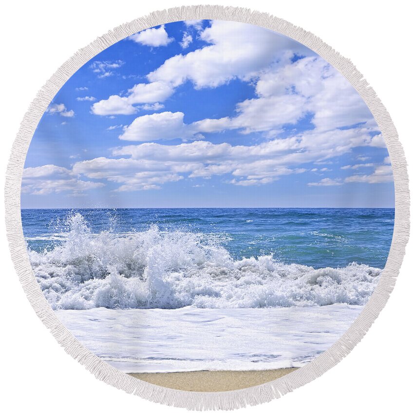 Surf Round Beach Towel featuring the photograph Ocean surf by Elena Elisseeva