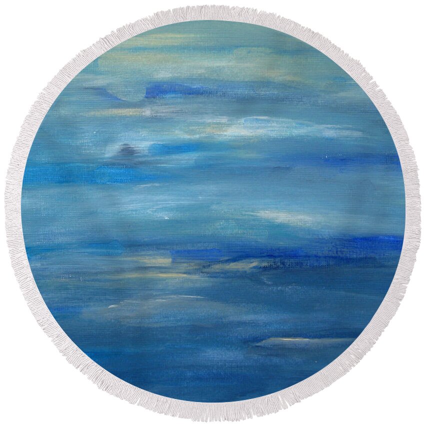 Sea Round Beach Towel featuring the painting Ocean's Blue by Alina Cristina Frent