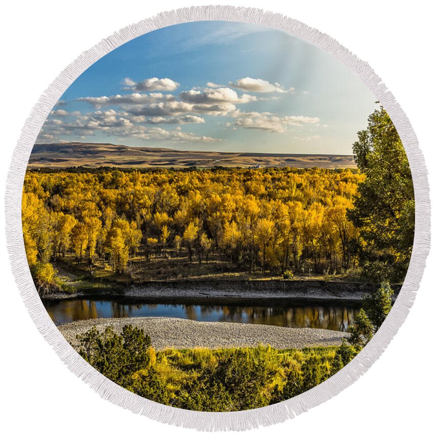 Heise Round Beach Towel featuring the photograph October In Heise Valley by Yeates Photography