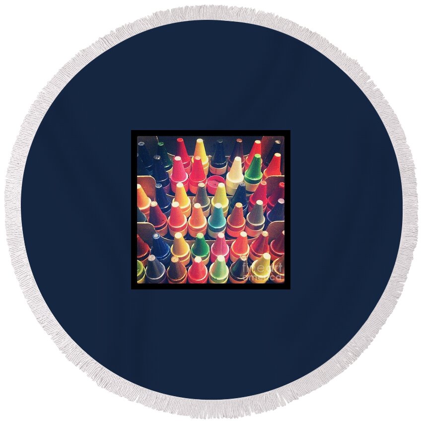 Crayons Round Beach Towel featuring the photograph Odd Man Out by Denise Railey