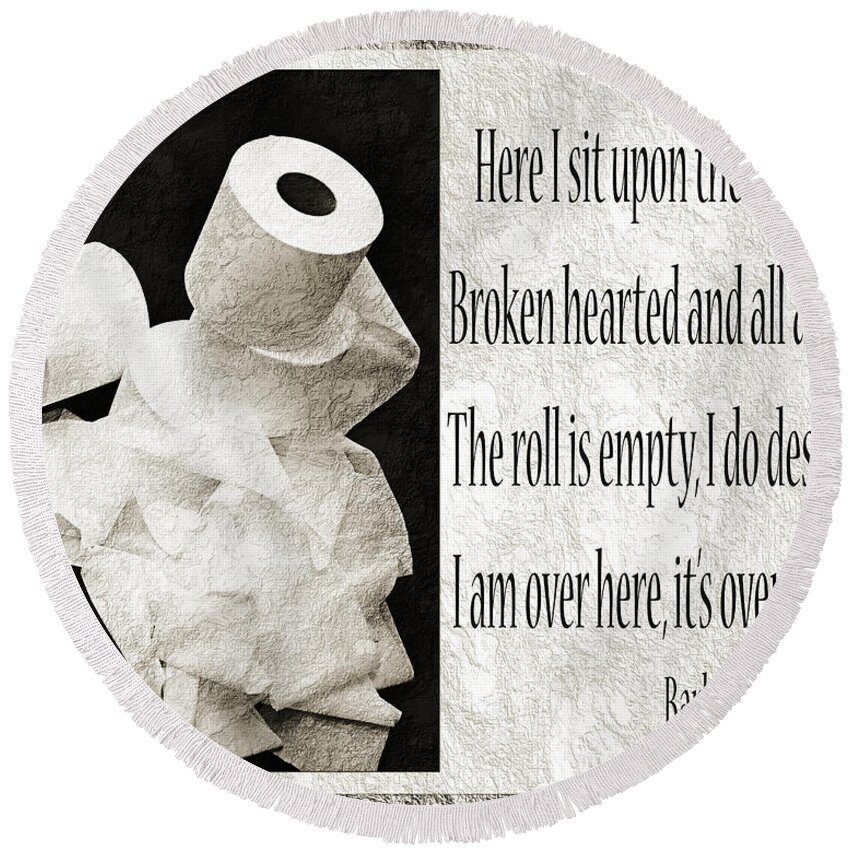 Bathroom Round Beach Towel featuring the photograph Ode To The Spare Roll BW 2 by Andee Design