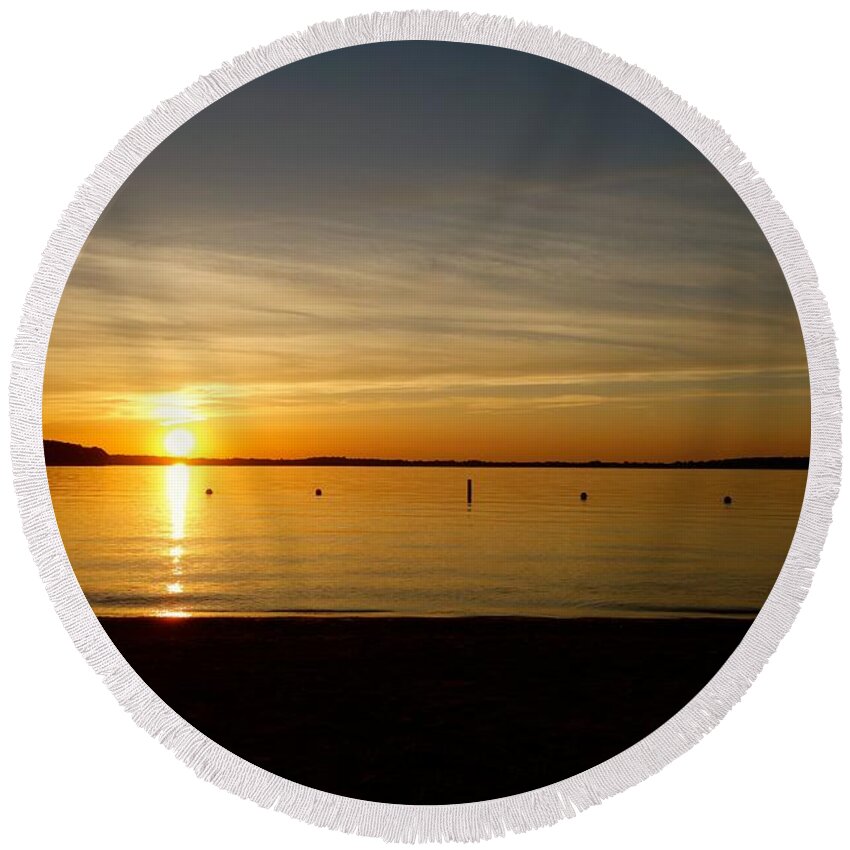Lake Waconia Round Beach Towel featuring the photograph Off Duty by Jacqueline Athmann