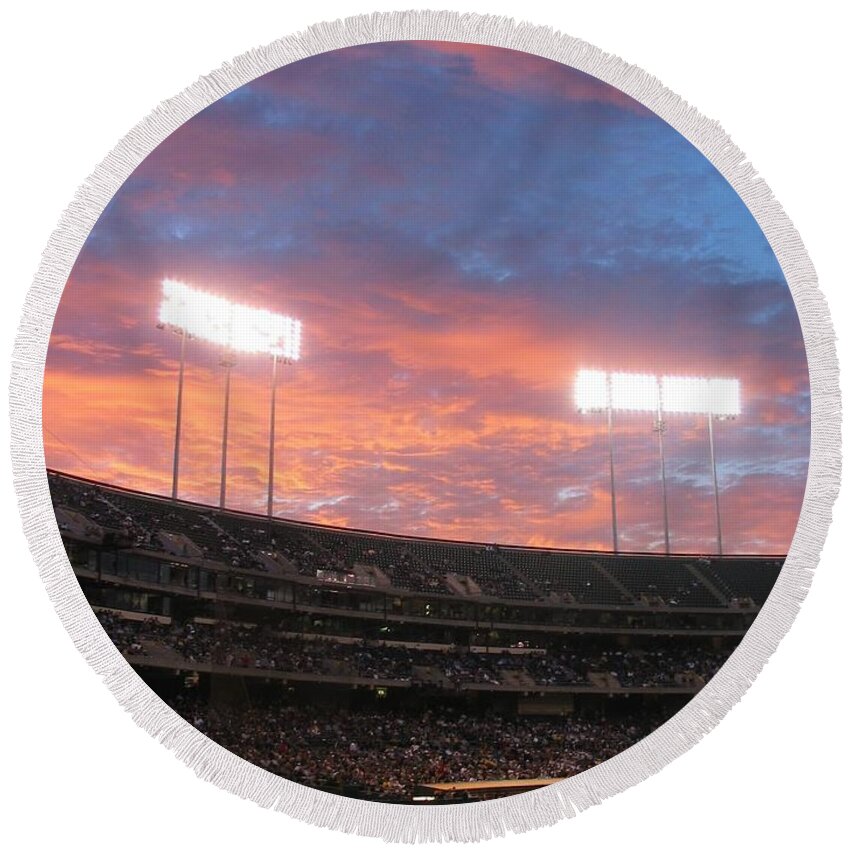 Baseball Round Beach Towel featuring the photograph Old Ball Game by Photographic Arts And Design Studio