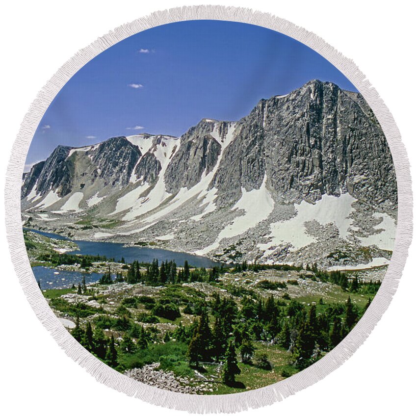 Old Main Peak Round Beach Towel featuring the photograph M-09702-Old Main Peak, WY by Ed Cooper Photography