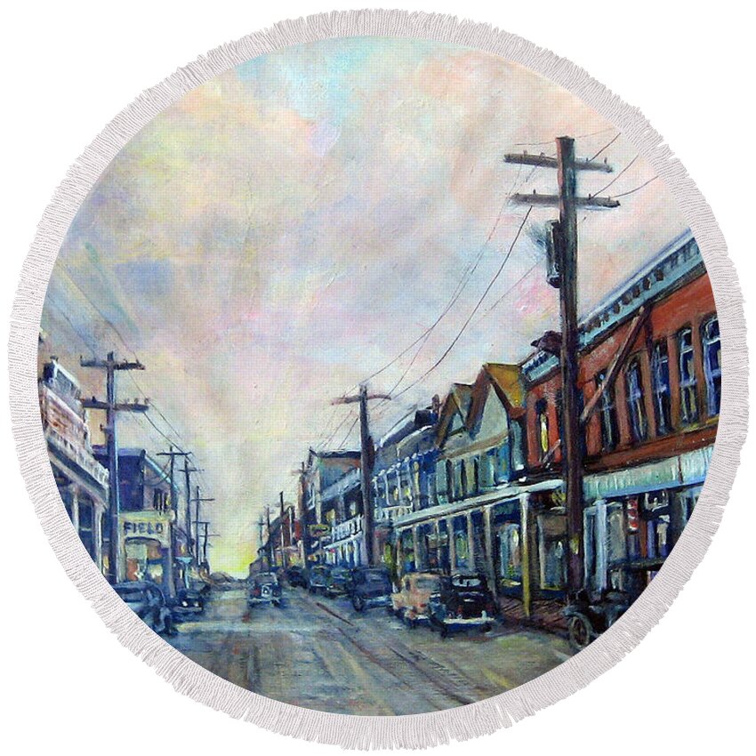 Acrylic Round Beach Towel featuring the painting Old Virginia City by Donna Tucker