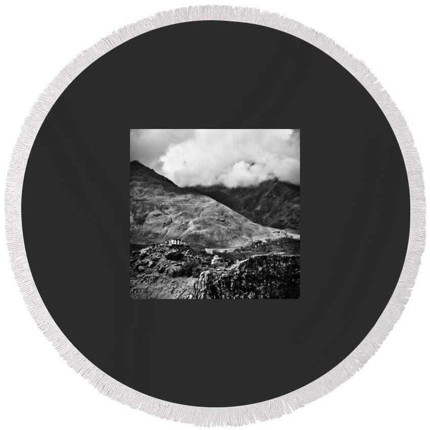 Mountain Round Beach Towel featuring the photograph On The Mountainside by Aleck Cartwright