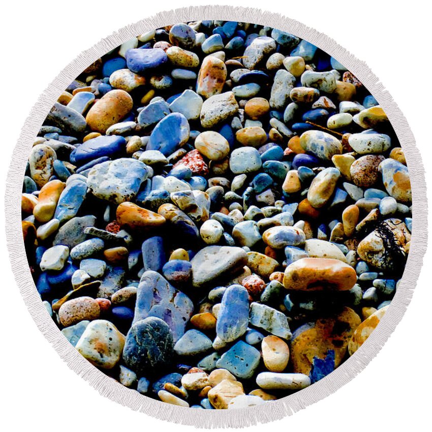 Mountains Round Beach Towel featuring the photograph On The Rocks by Greg Fortier