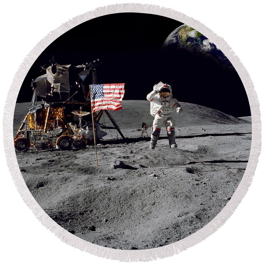Moon Round Beach Towel featuring the photograph On Top of the World by Jon Neidert