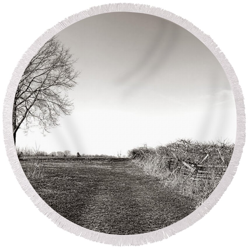 Monmouth Round Beach Towel featuring the photograph Once a Battlefield by Olivier Le Queinec