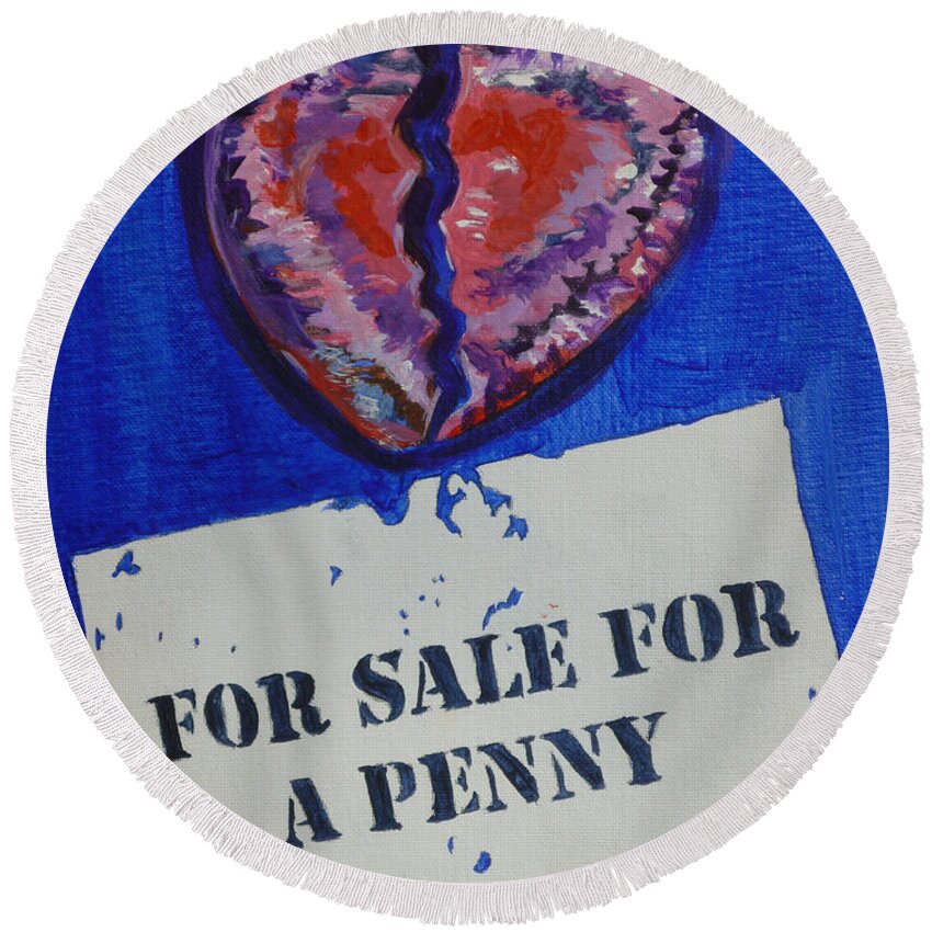 Elvis Presley Round Beach Towel featuring the painting One Broken Heart For Sale by Bryan Bustard