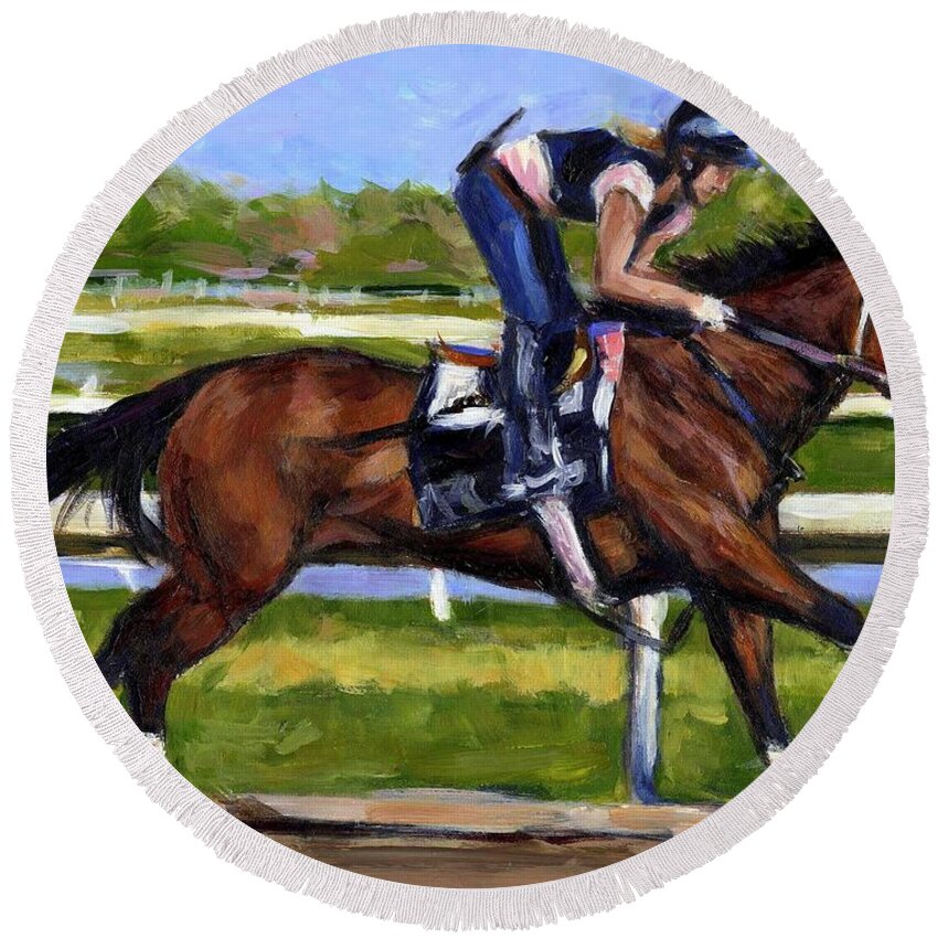 Horse Round Beach Towel featuring the painting Onlyforyou by Molly Poole