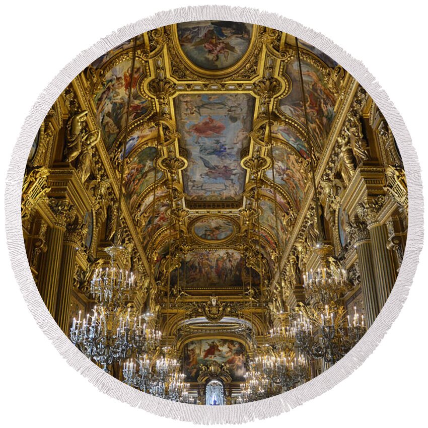 Paul Baudry Round Beach Towel featuring the photograph Opera Garnier - The Grand Foyer by RicardMN Photography