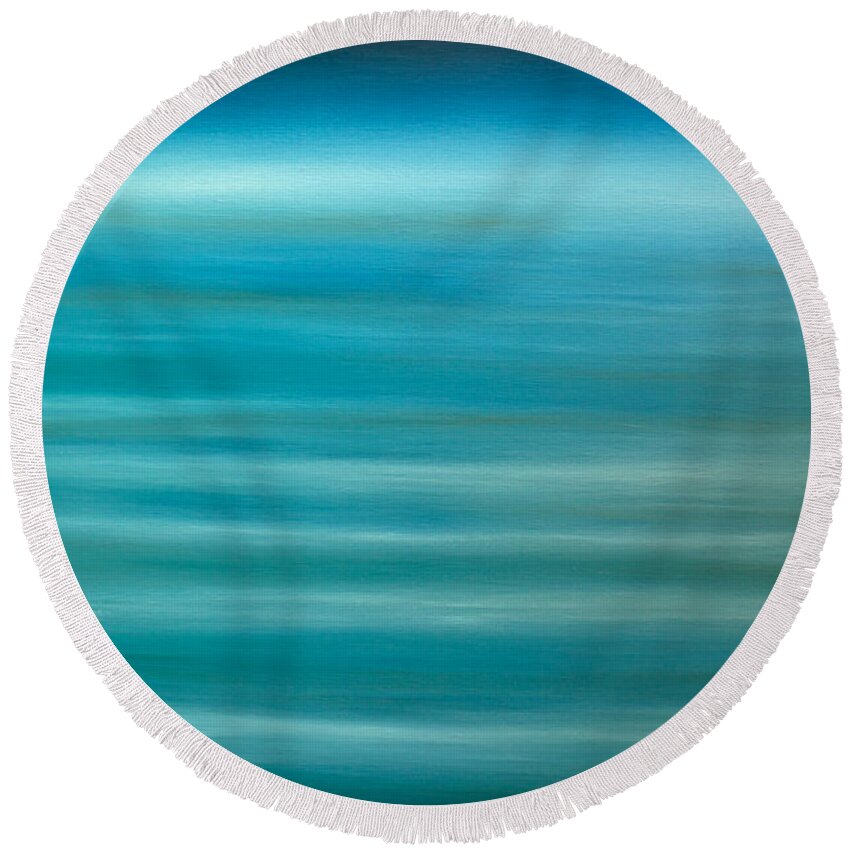 Derek Kaplan Art Round Beach Towel featuring the painting Opt.54.14 Ocean In The Sky by Derek Kaplan