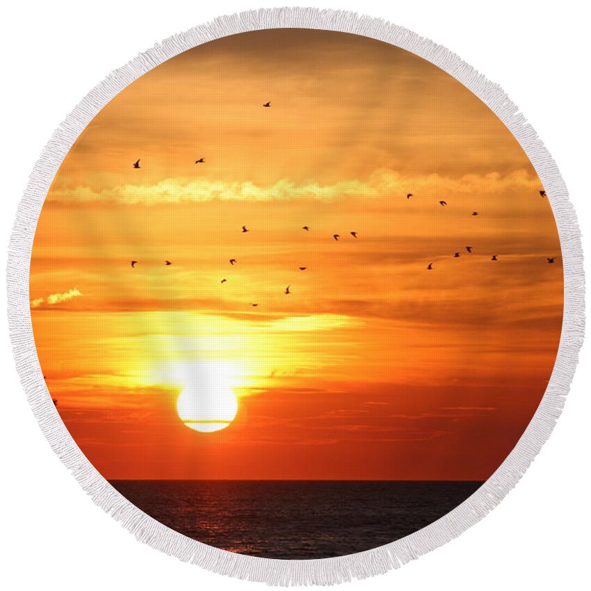 Orleans Round Beach Towel featuring the photograph Orleans sunset by Jim Gillen