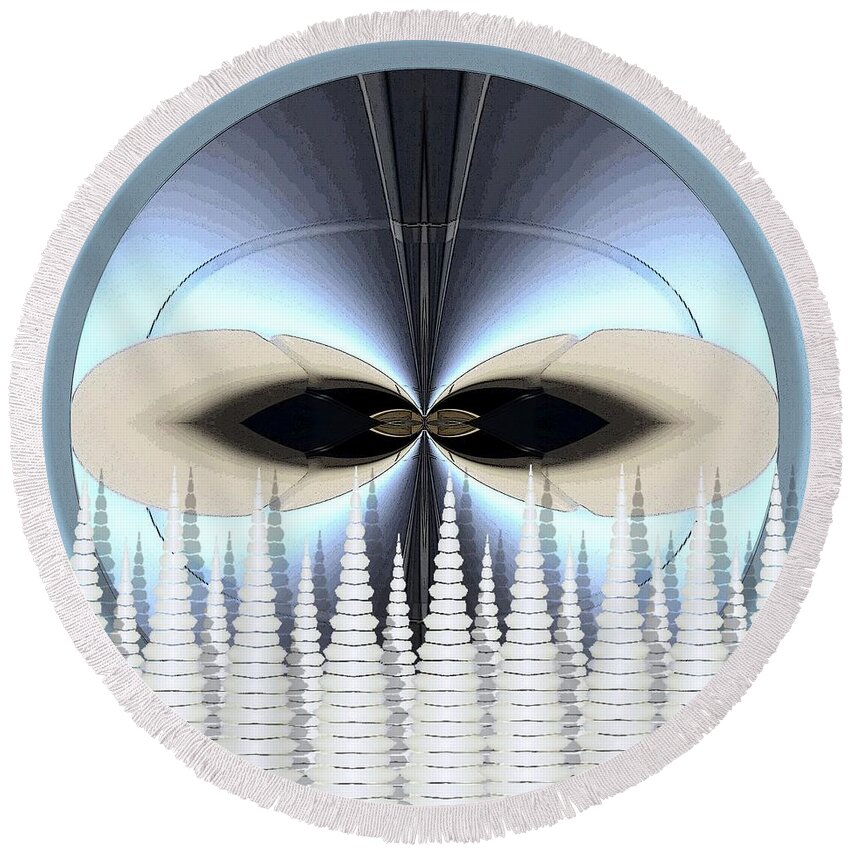 Surreal Round Beach Towel featuring the digital art Ornament by Ronald Bissett