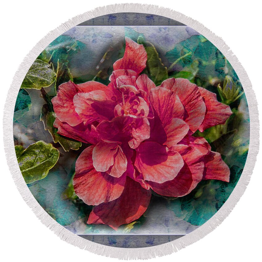 Hibiscus Round Beach Towel featuring the photograph Ornamental Marshmallow by Hanny Heim
