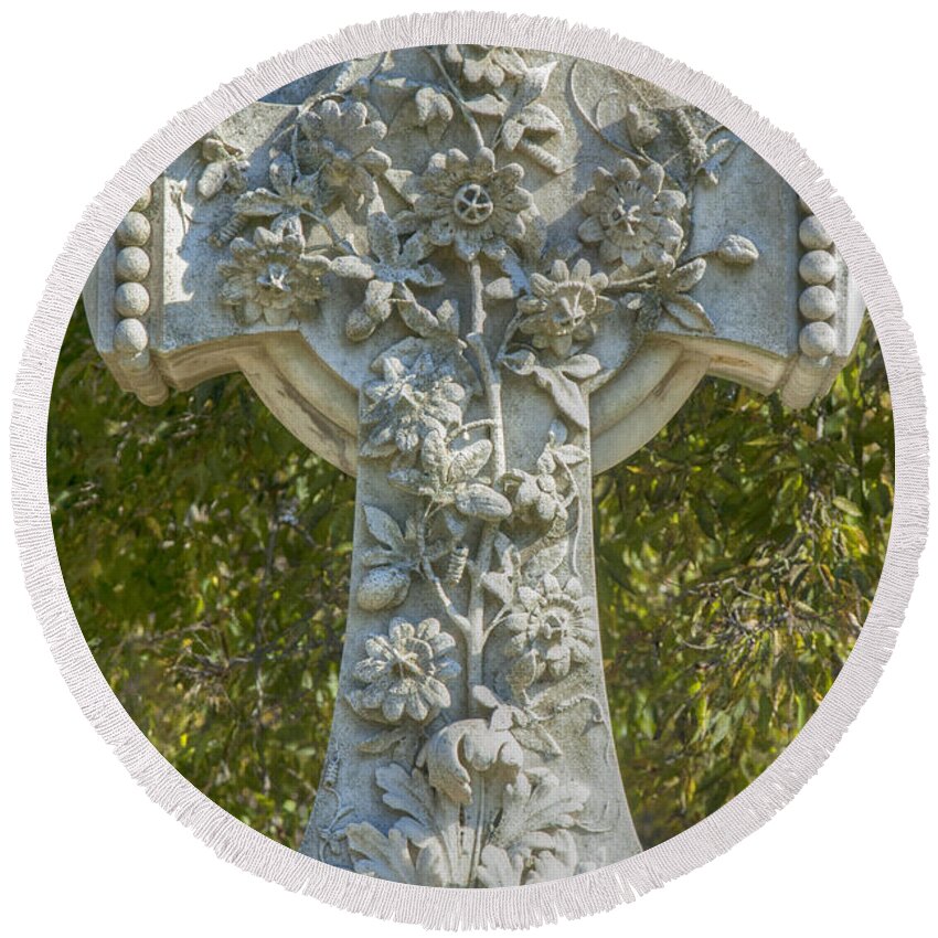 Cross Round Beach Towel featuring the photograph Ornate Cross by Dale Powell