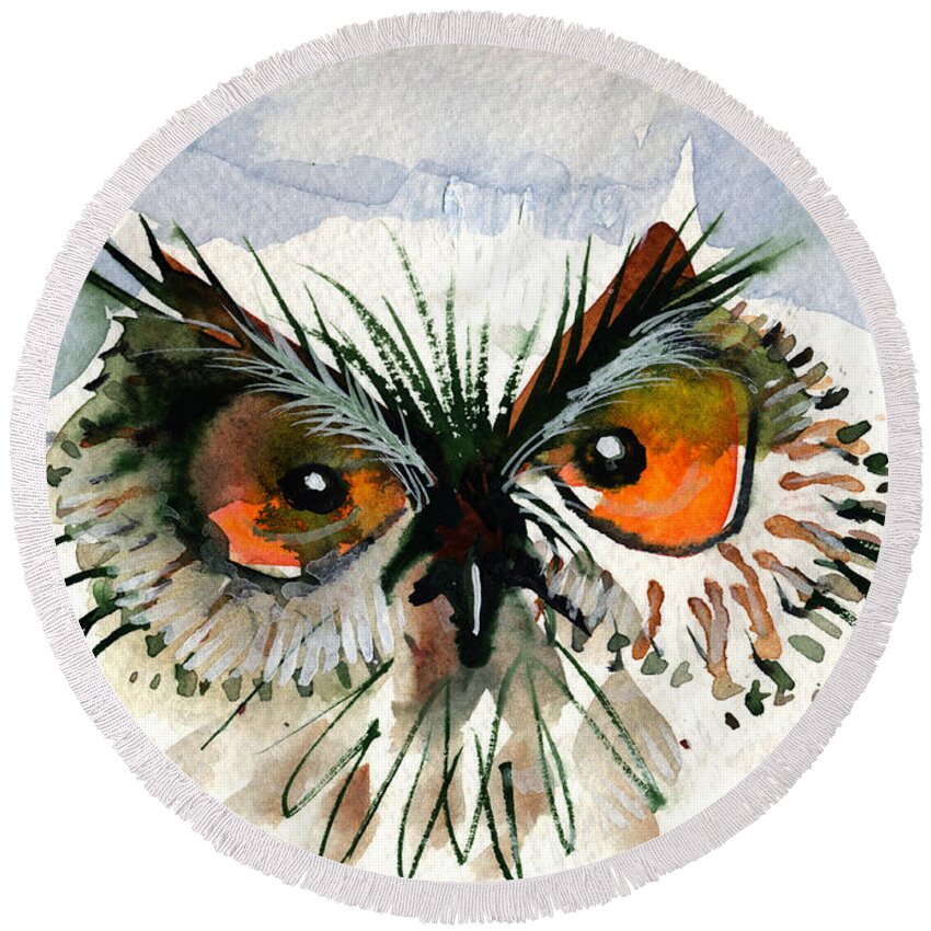 Moon Round Beach Towel featuring the painting Owlitude by Laurel Bahe