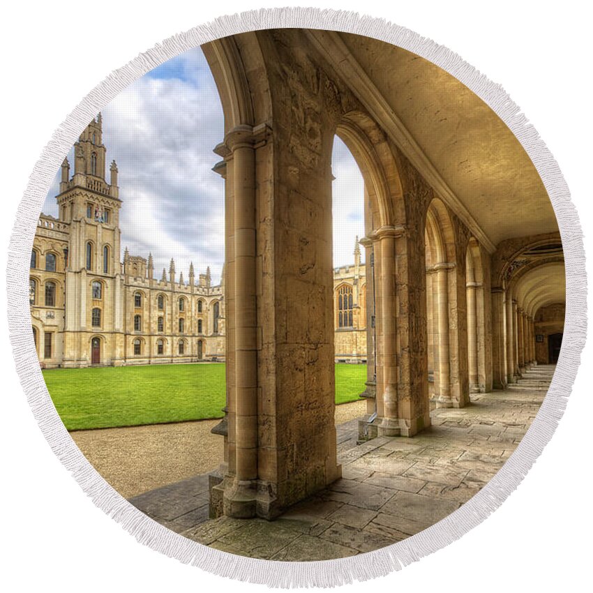 Oxford Round Beach Towel featuring the photograph Oxford University - All Souls College 2.0 by Yhun Suarez