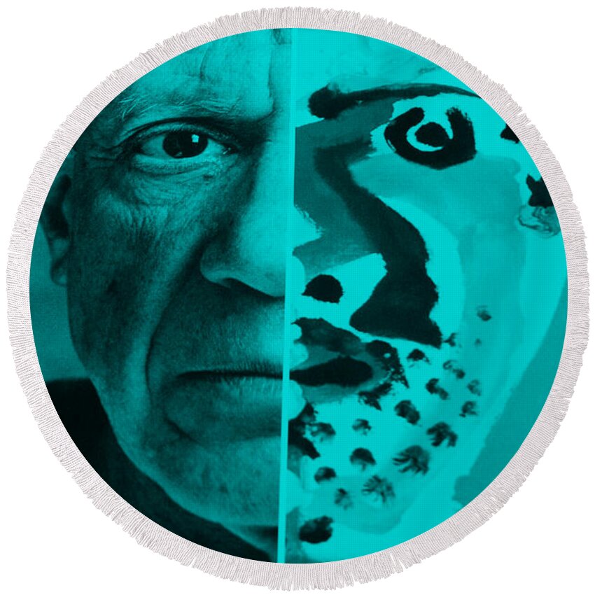 Pablo Picasso Round Beach Towel featuring the photograph Pablo Auqamarine by Rob Hans