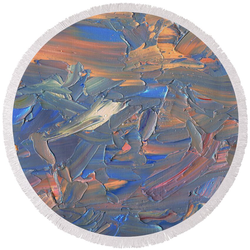 Abstract Round Beach Towel featuring the painting Paint number 58C by James W Johnson