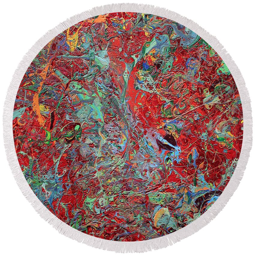 Liquid Pour Painting Round Beach Towel featuring the painting Paint Number Twenty Five by Ric Bascobert