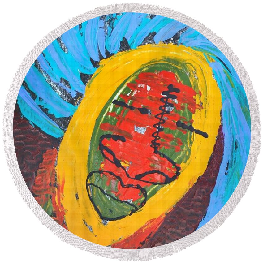 Figurative Portrait Round Beach Towel featuring the painting Painted Beauty by Cleaster Cotton