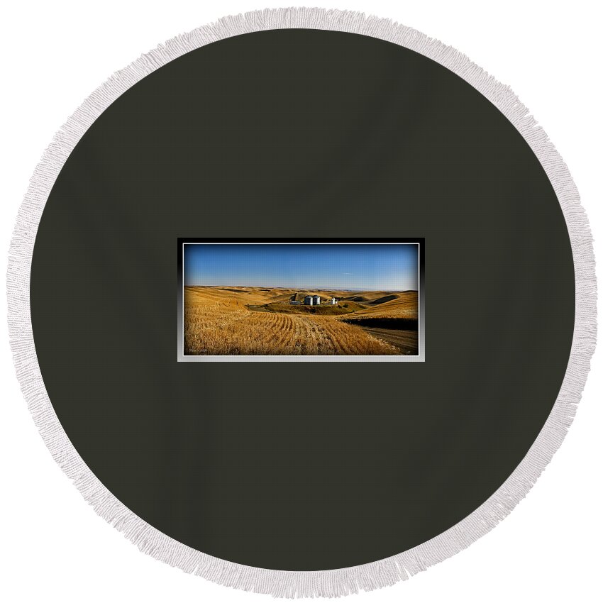 Palouse Round Beach Towel featuring the photograph Palouse Wheat Fields by Farol Tomson