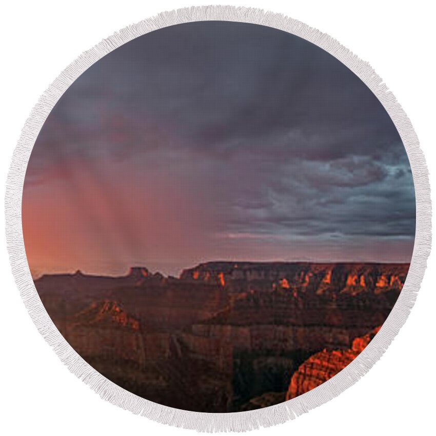 North America Round Beach Towel featuring the photograph Panorama North Rim Grand Canyon National Park Arizona by Dave Welling