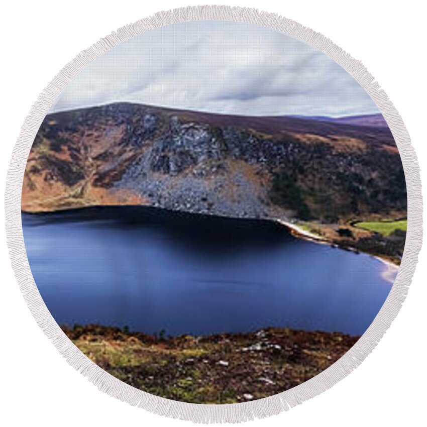 Lake Round Beach Towel featuring the photograph Panoramic View Of Stunning Guinness by Leah Bignell