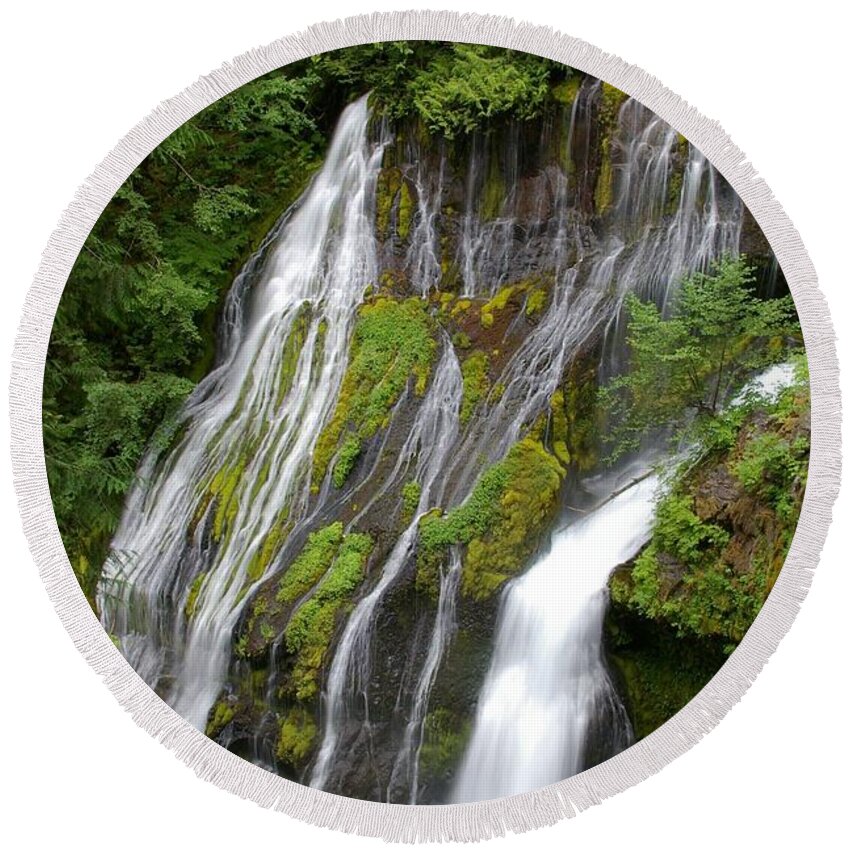 Big Lava Bed Round Beach Towel featuring the photograph Panther Creek Falls 2- Washington by Rick Bures