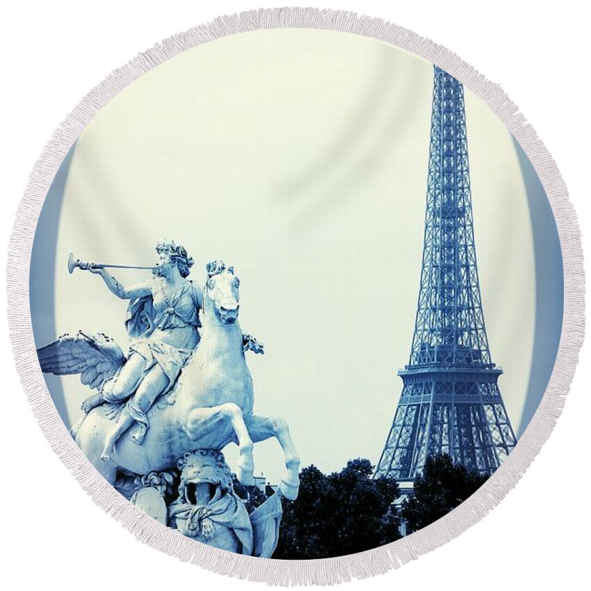 Paris Round Beach Towel featuring the photograph Paris Blues by Carol Groenen
