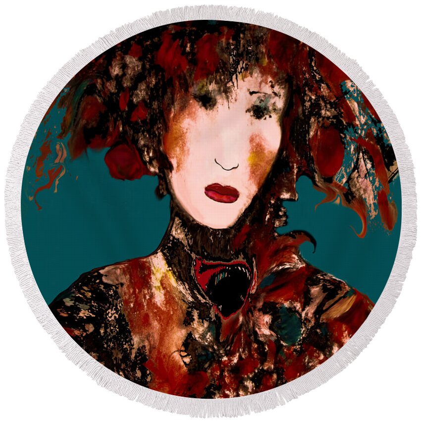 French Woman Round Beach Towel featuring the mixed media Parisienne by Natalie Holland