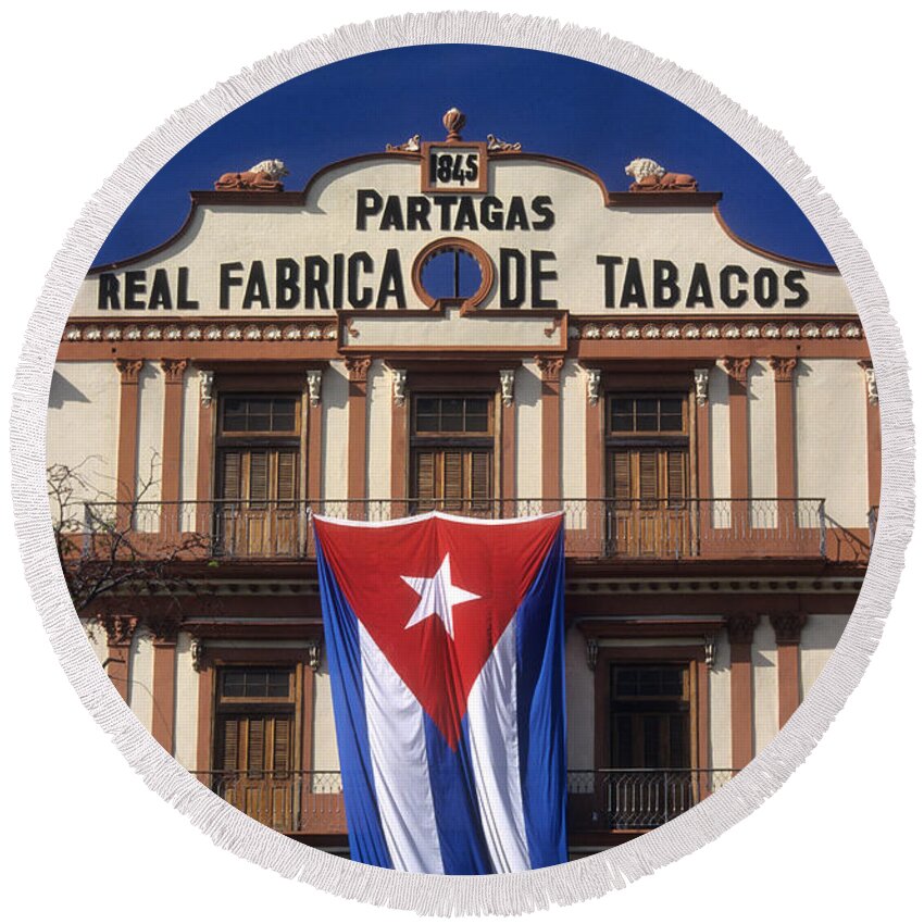 Partagas Round Beach Towel featuring the photograph Partagas Cigar Factory by James Brunker