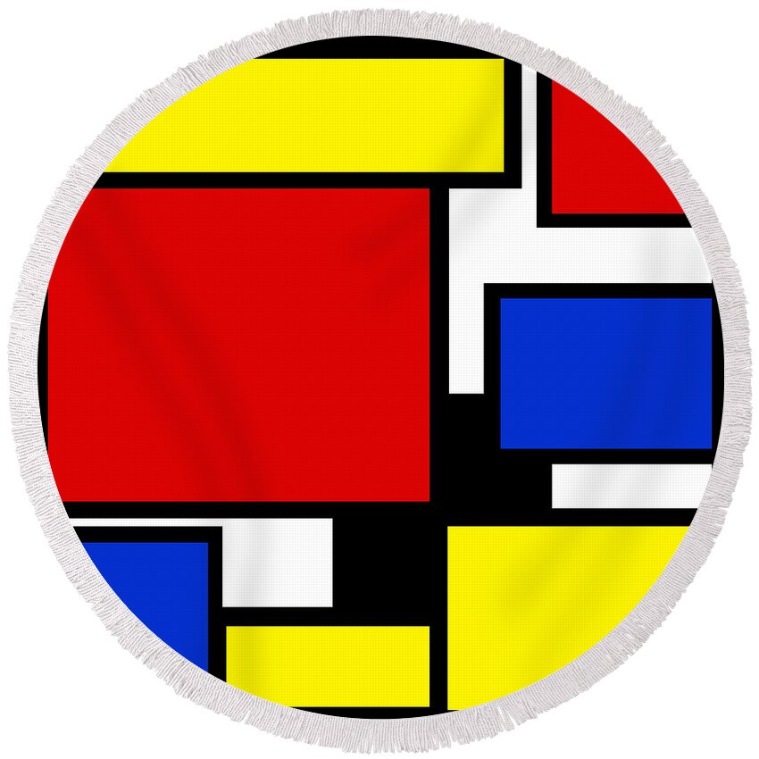 Andee Design Abstract Round Beach Towel featuring the digital art Partridge Family Abstract 3 C Square by Andee Design