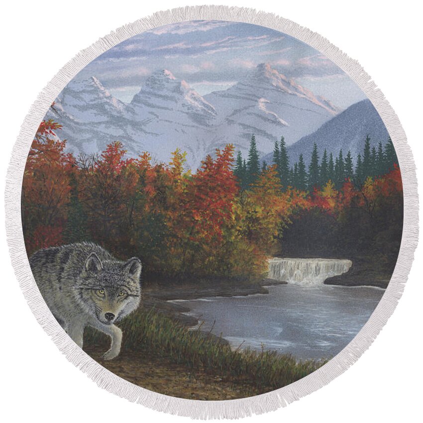 Wildlife Round Beach Towel featuring the painting Passing Connection by Peter Rashford