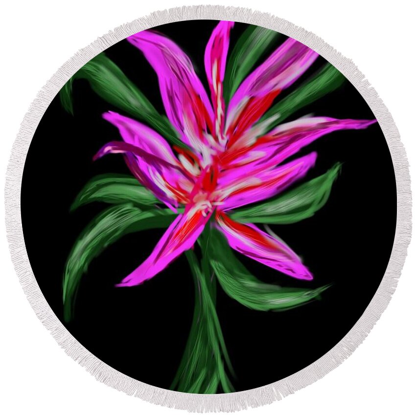 Passion Flower Round Beach Towel featuring the digital art Passion Flower by Christine Fournier