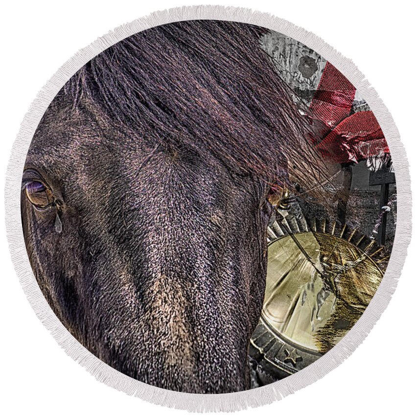 Horse Round Beach Towel featuring the digital art Past Glory Legacy by Georgianne Giese