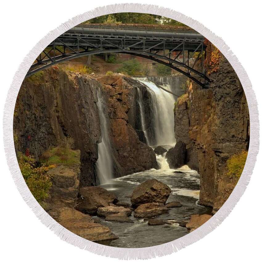 Patterson Great Falls Round Beach Towel featuring the photograph Paterson Great Falls New Jersey by Adam Jewell