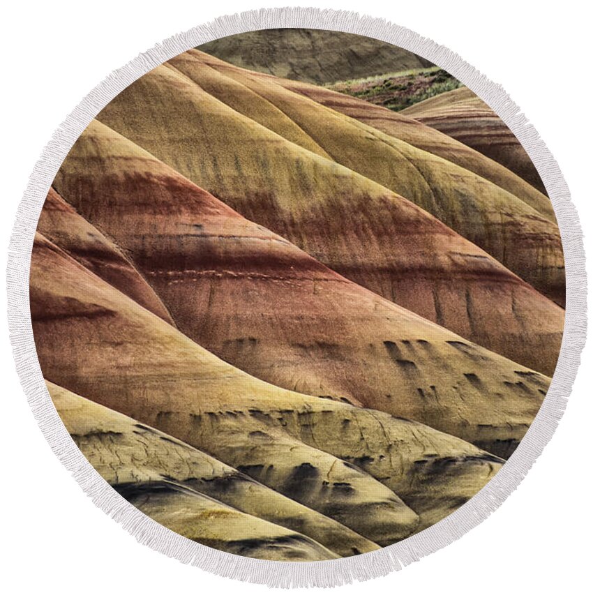 Hills Round Beach Towel featuring the photograph Patterns by Erika Fawcett