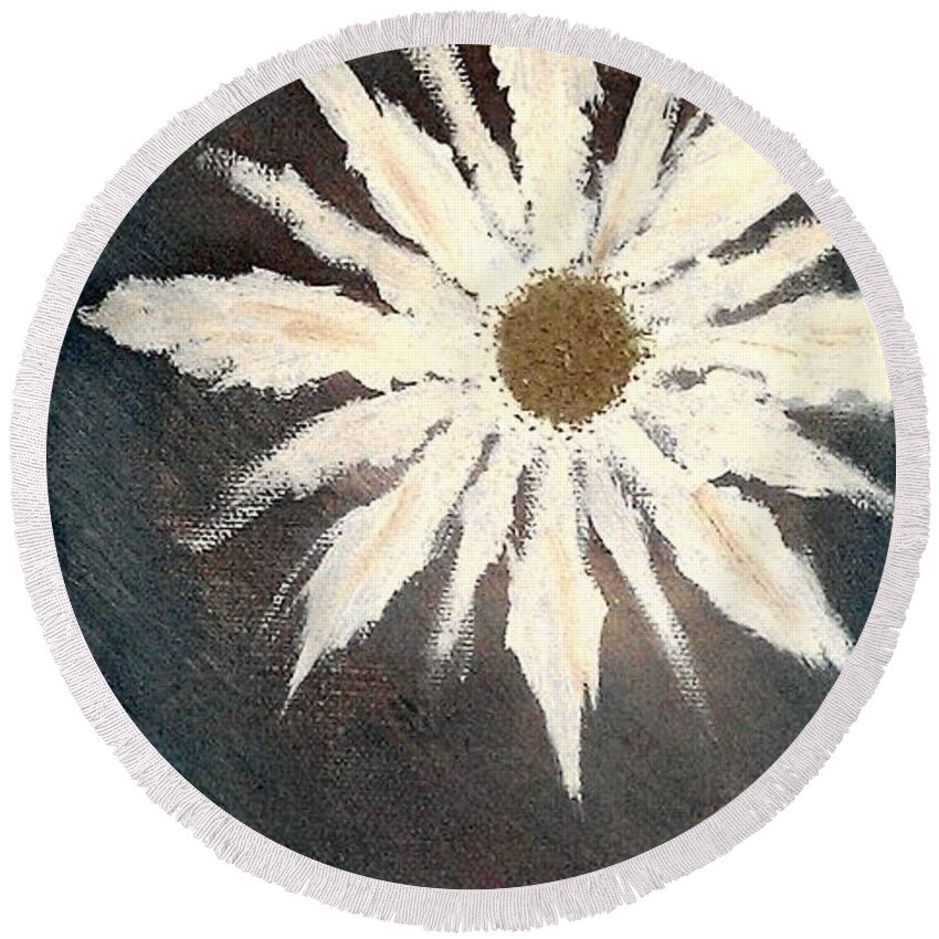 Peace Flower Round Beach Towel featuring the painting Peace Flower by Jacqueline McReynolds