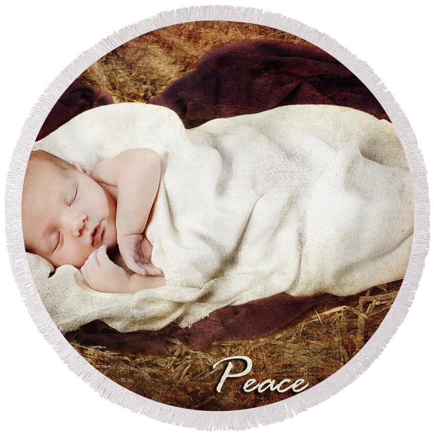 Nativity Round Beach Towel featuring the photograph Peace on Earth by Cindy Singleton