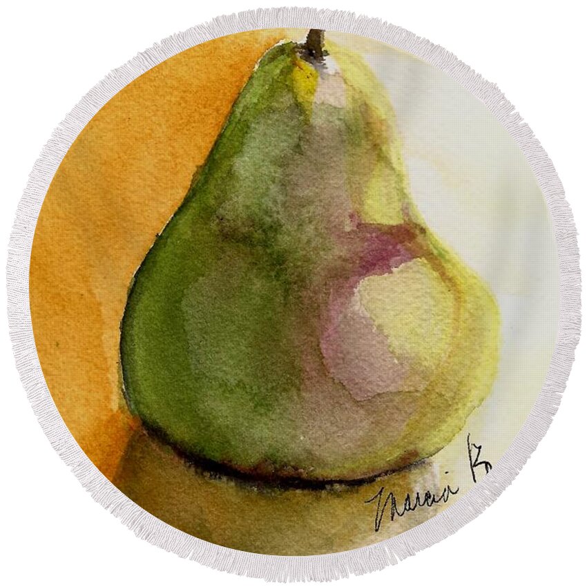Pear Round Beach Towel featuring the painting Pear by Marcia Breznay
