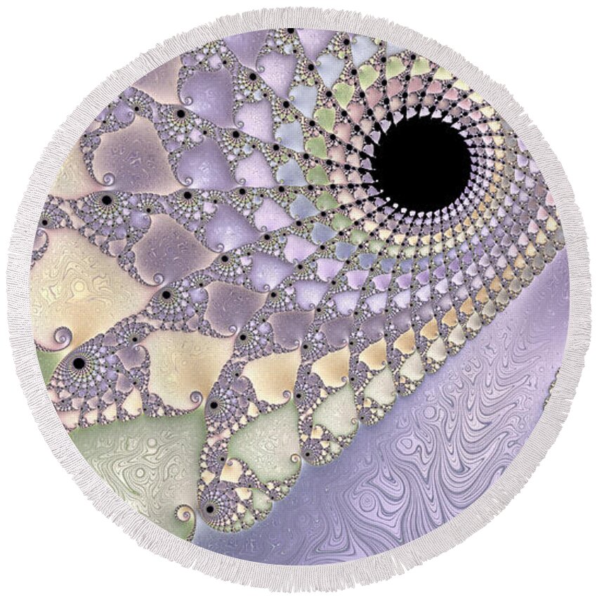Fractal Round Beach Towel featuring the photograph Pearlized by Heidi Smith