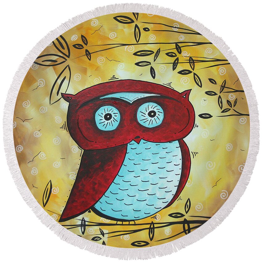 Wall Round Beach Towel featuring the painting Peekaboo by MADART by Megan Aroon
