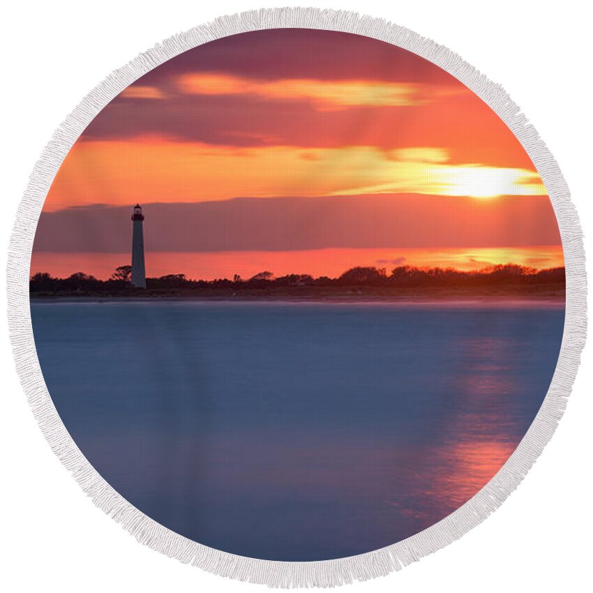 Cape May Round Beach Towel featuring the photograph Peeking Through The Clouds by Michael Ver Sprill