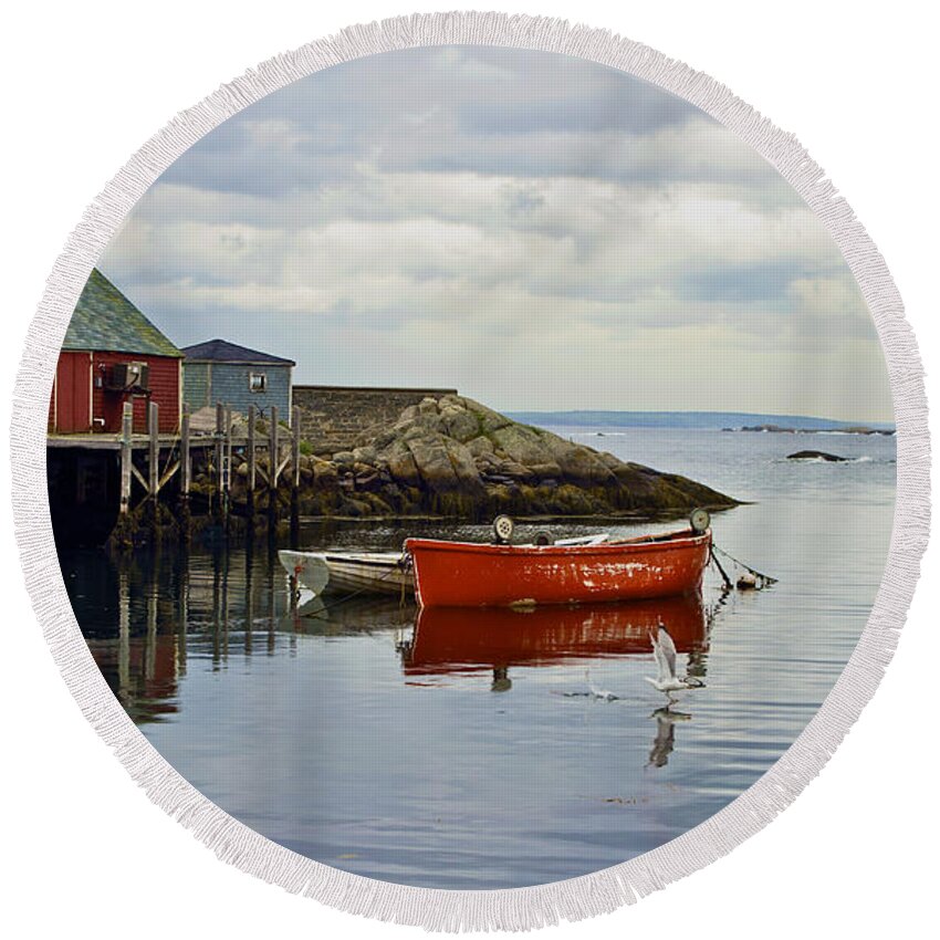 Canada Round Beach Towel featuring the photograph Peggy's Cove by John Babis