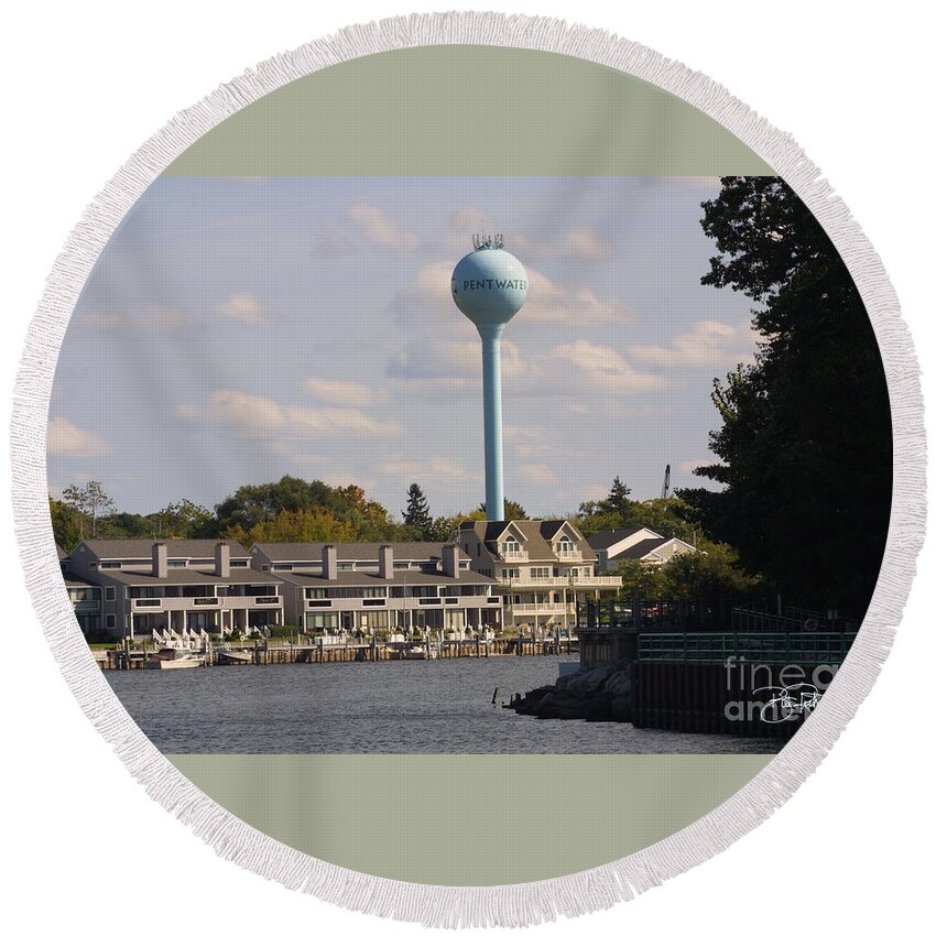 Pentwater Round Beach Towel featuring the photograph Pentwater by Bill Richards