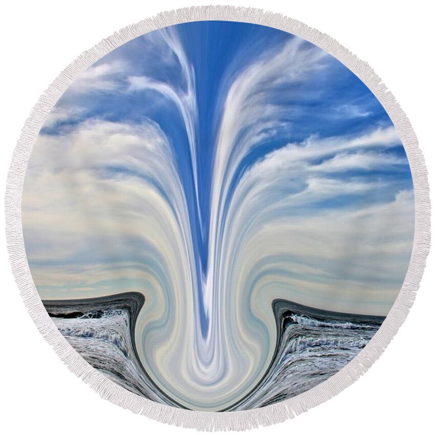 Skyline Round Beach Towel featuring the photograph Percussion by Nick David