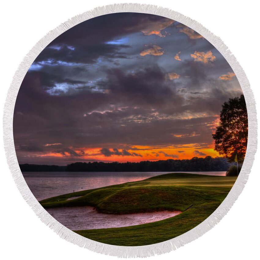 Reid Callaway Golf Round Beach Towel featuring the photograph Perfect Golf Sunset in Reynolds Plantation by Reid Callaway